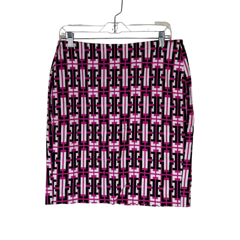 Banana Republic Pencil Skirt Womens 8 Pink Black Geometric Stretch Knee Skirt AA